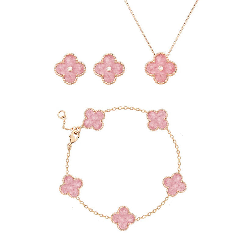 Pink Diamond Clover Earrings