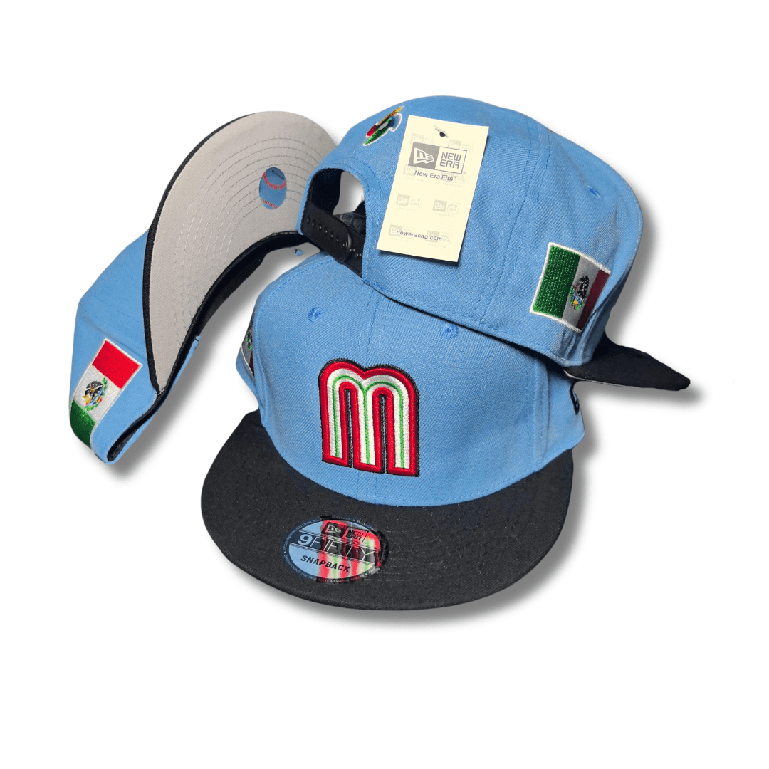 New Era 59Fifty Mexico World Baseball Classic Hat Light Blue, Black – Snapback Cap