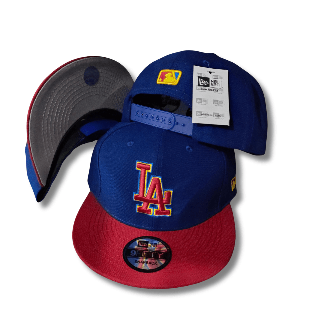 Los Angeles Blue with Red Brim and Yellow-Outlined Logo – Snapback Cap
