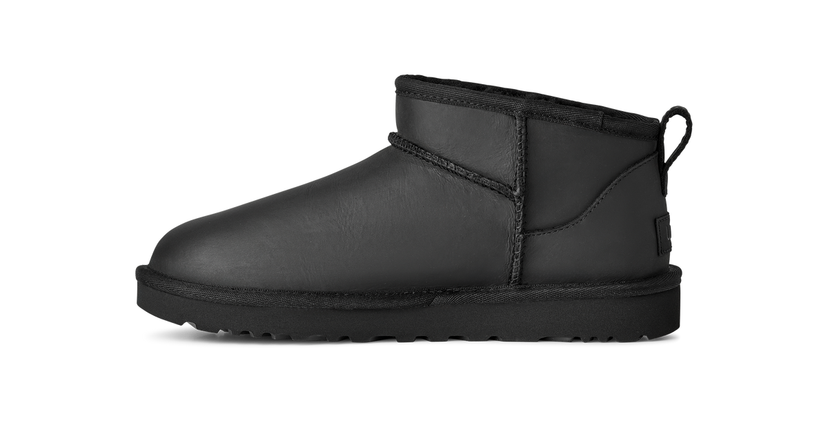 UGG Classic Ultra Mini Black Leather Women's