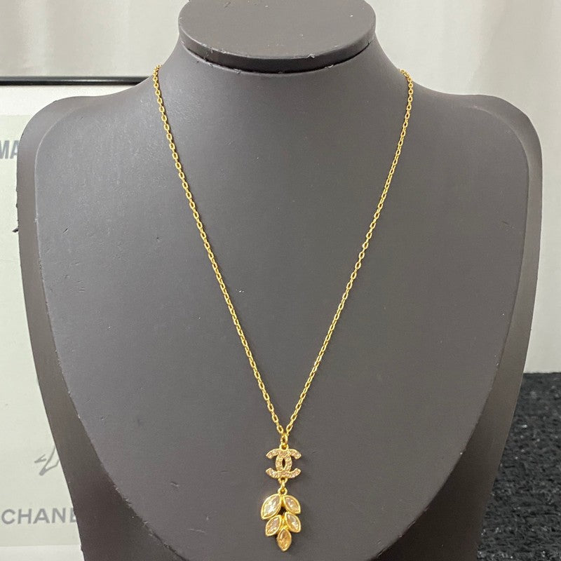 Chanel Flower Crystal 18K Gold Necklace