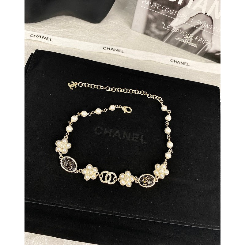 Chanel Black & Orange Crystal Choker 18K Gold Necklace